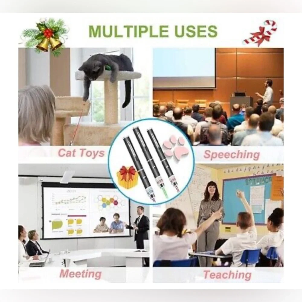 3 PCS Laser Pen Pointer for Cat toy Interactive Teaching Green Red Violet light